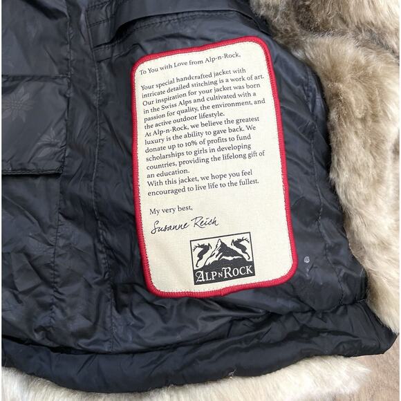 Alp N Rock Duck Down Puffer Coat Faux Fur Womens Large Black Long Buckles Jacket - Picture 12 of 13